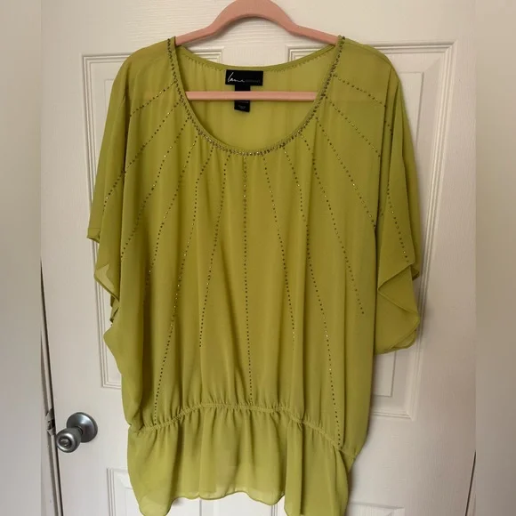 NWOT Lane Bryant Beaded Sheer Top. Size 22/24 - Picture 2 of 5